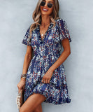 Casual Vacation Style Floral Print Half Skirt Dress for Women