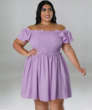 Oversized One-Shoulder Wide Sleeve Dress for Women with Short Sleeves