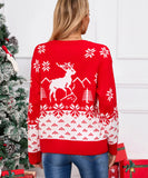 Classic Christmas Tree Print Round Neck Pullover For Women