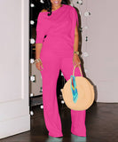 Chic Two-Piece Straight-Leg Suit with Asymmetrical Sleeve Design