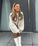 Relaxed Semi High Neck Pullover Sweater For Everyday Wear