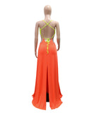 Backless High-Slit Dress in Vibrant Colors for Stunning Looks
