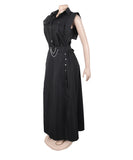 Two Piece Solid Color Sleeveless Dress And Skirt Set Slit