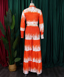 Stylish Printed Lace-Up Long-Sleeved Top & Wide-Leg Pants