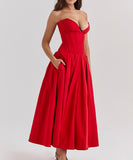 Sexy Sleeveless Plunging Dress Solid Color Polyester