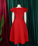 Elegant Ruffled Skirt Banquet Dress in Black Red and White