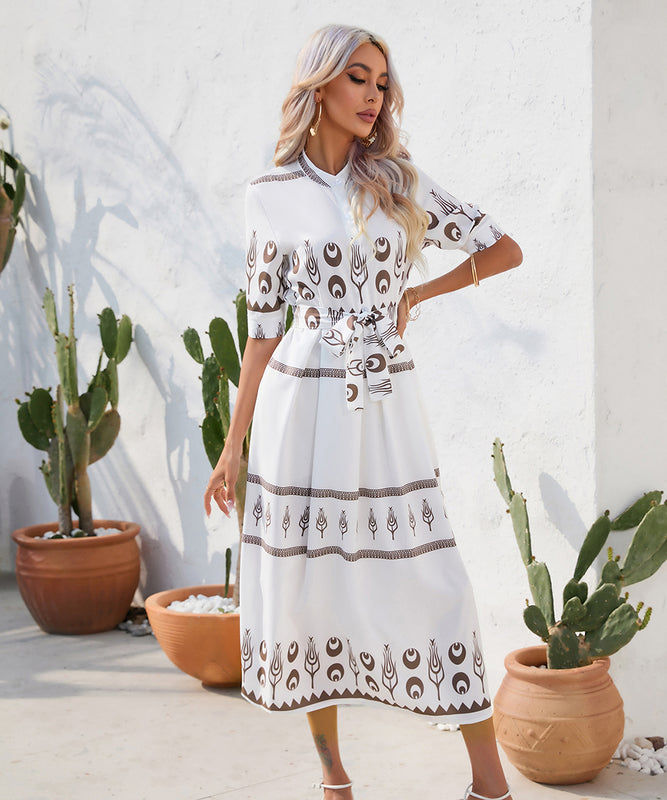 Chic Printed Five-Sleeve Dress in Stylish Colors for All Occasions