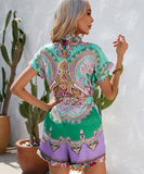 Stylish Printed Short-Sleeved Jumpsuit for Effortless Summer Fashion