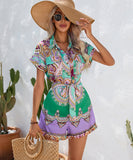 Stylish Printed Short-Sleeved Jumpsuit for Effortless Summer Fashion