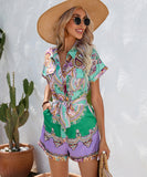 Stylish Printed Short-Sleeved Jumpsuit for Effortless Summer Fashion