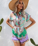 Stylish Printed Short-Sleeved Jumpsuit for Effortless Summer Fashion