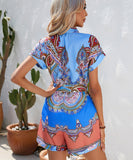 Stylish Printed Short-Sleeved Jumpsuit for Effortless Summer Fashion
