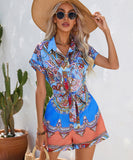 Stylish Printed Short-Sleeved Jumpsuit for Effortless Summer Fashion