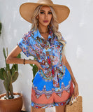 Stylish Printed Short-Sleeved Jumpsuit for Effortless Summer Fashion