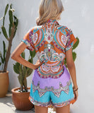 Stylish Printed Short-Sleeved Jumpsuit for Effortless Summer Fashion