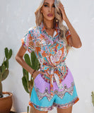 Stylish Printed Short-Sleeved Jumpsuit for Effortless Summer Fashion