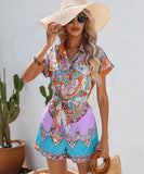 Stylish Printed Short-Sleeved Jumpsuit for Effortless Summer Fashion