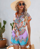 Stylish Printed Short-Sleeved Jumpsuit for Effortless Summer Fashion