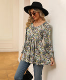 Printed Bubble Long Sleeve Fitted Top Nylon Elastane Blend