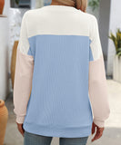 Round Neck Stretchy Strip Multicolor Long Sleeve T Shirt