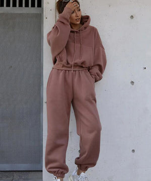 Trendy Women's Casual Hoodie Coat Sports Ensemble