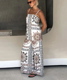 Relaxed Halter Top And Wide Leg Pants Two Piece Set