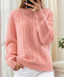 Relaxed Round Neck Sweater Top For Women Casual Everyday
