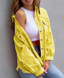 Raw Edge Distressed Denim Jacket