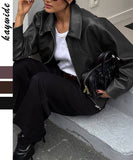 Leather Jacket Women Casual Vacation Style Long Sleeve