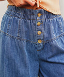Drapery Style Vintage Stretch Jeans With Wide Leg Inseam