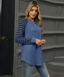 Striped Patchwork Crewneck Long Sleeve Tailcoat T Shirt