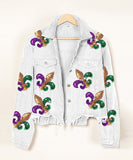 Classic Relaxed Fit Iridescent Sequin Jacket Coat Luxe