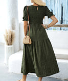 Casual Leaf-Sleeved Fitted Long Dress for Women in Multiple Colors