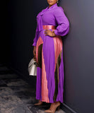 Strappy Pleated Long Sleeve Multi Color Dress for Women