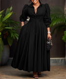 Solid Color Long Sleeve Swing Dress in Light Pink Black Red White