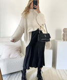 Relaxed Semi High Neck Pullover Sweater For Everyday Wear