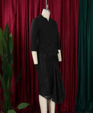 Fashion Long Sleeved Top and Lace Wrap Bottom Skirt Two Piece Set African Outfit