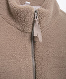Solid Color Lambskin High Neck Woolen Coat Beige Warm