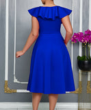 V Neck Ruffled Floral Evening Dress for Elegant Banquets