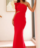 Fashionable One Shoulder Slimming Dress in Vibrant Colors