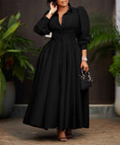 Solid Color Long Sleeve Swing Dress in Light Pink Black Red White