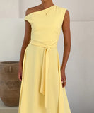 Elegant Sexy Tie Dress in Solid Colors for Effortless Style