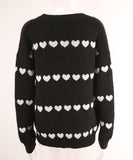 Classic Women Heart Pattern Knit Sweater Trendy Pullover