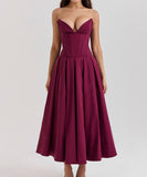 Sexy Sleeveless Plunging Dress Solid Color Polyester