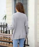 Classic Relaxed Cardigan With Pocket V Neck For Women