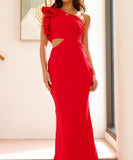 Fashionable One Shoulder Slimming Dress in Vibrant Colors