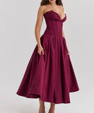 Sexy Sleeveless Plunging Dress Solid Color Polyester