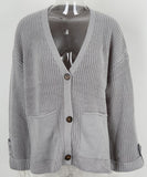 Classic Relaxed Cardigan With Pocket V Neck For Women