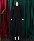 Solid Color Long Sleeve Swing Dress in Light Pink Black Red White