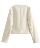 Fashionable Button Embellished Short Blazer Polyester